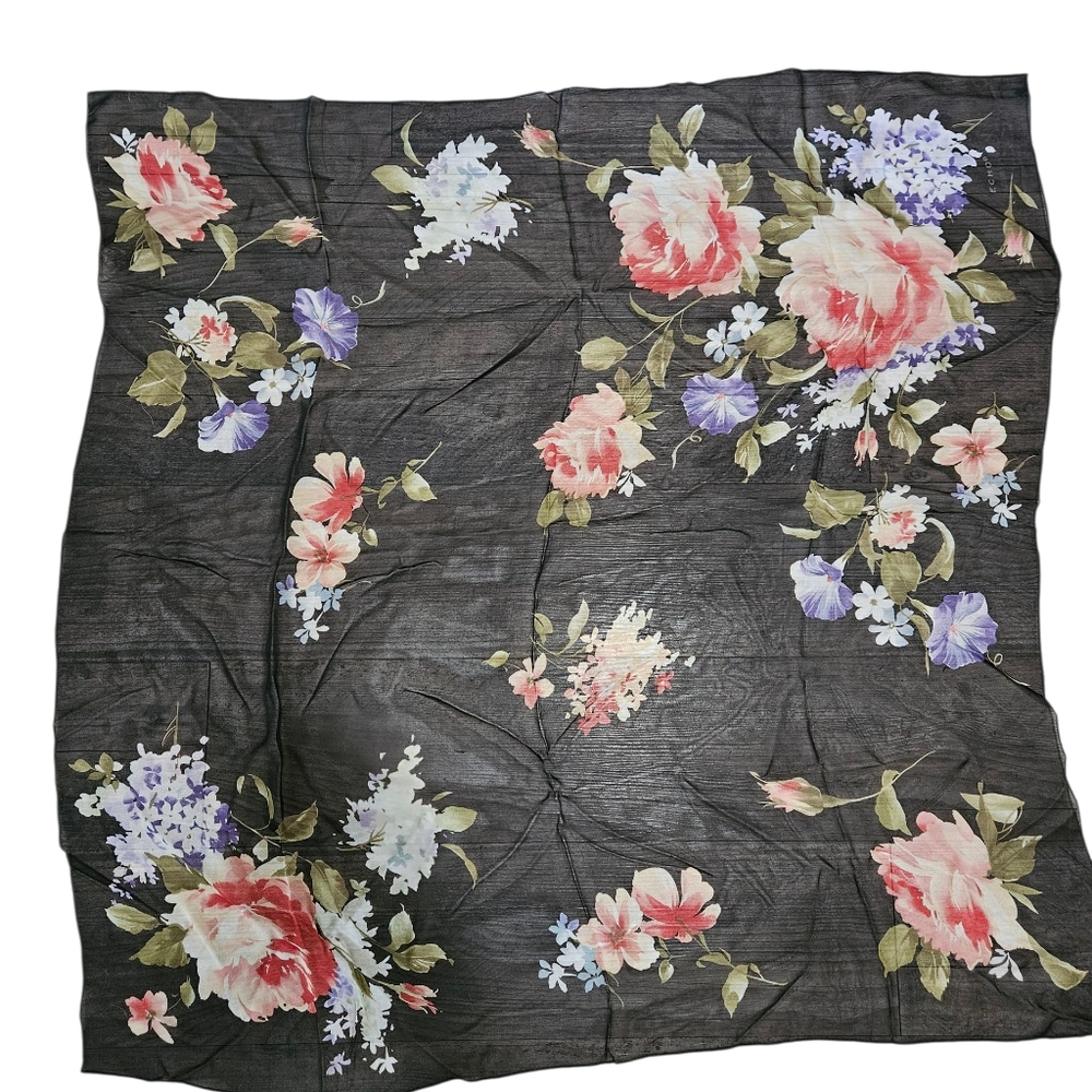 Beautiful Vintage Sheer Floral Scarf.